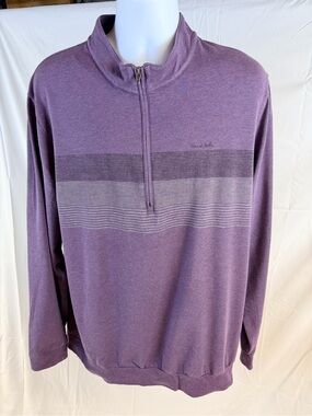 Travis Mathew Men's Purple Quarter-Zip Pullover with Stripe Detail